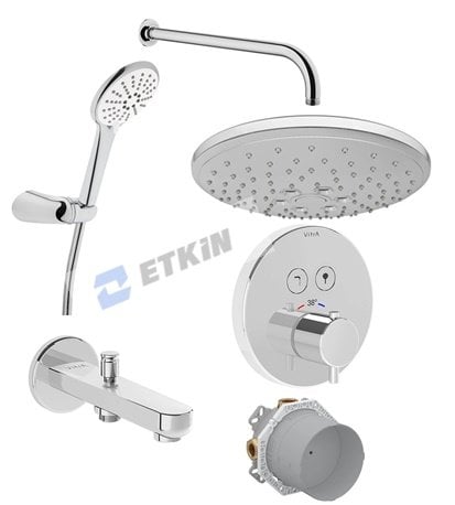 Artema Aquaheat A49293 Ankastre Termostatik Duş Seti, Krom